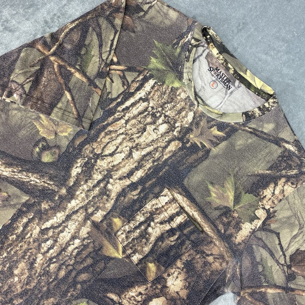 Master Sportsman Shirt Mens Size L Camo Crewneck‎ Pocket T Hunting Outdoors